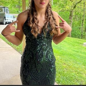 Sequin green prom dress